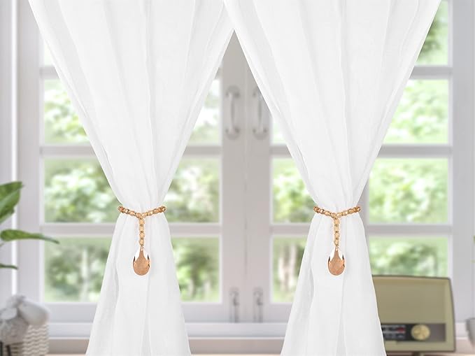 SUQ I OME 1 Pair of Luxury Crystal Beaded Magnetic Curtain Tieback and Holdback Curtain Clips Curtain Buckle Curtain Holder Blingbling Curtain Holdbacks for Drapes,Golden Champagne
