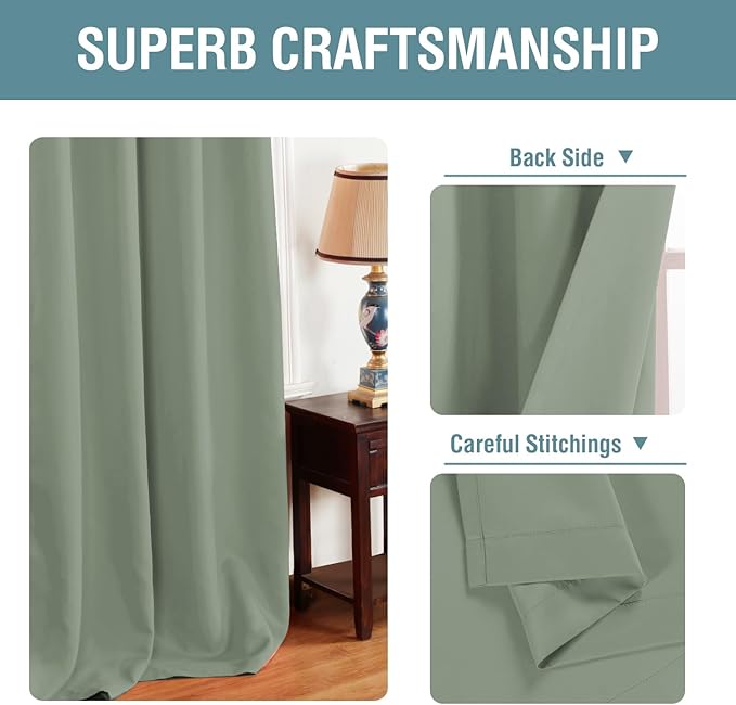 H.VERSAILTEX Blackout Curtain for Living Room Thermal Insulated Window Treatment Curtain Extra Long 96 inch Length Energy Saving Solid Grommet Top Blackout Drape, One Panel, Cyan, 52" W x 96" L