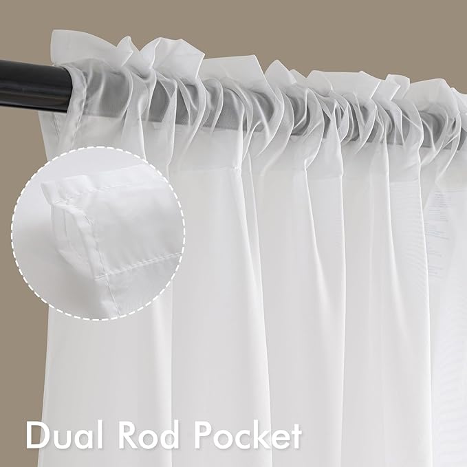 MIULEE White Curtains 24 Inch Length for Small Window,4 Panels Set, Short Sheer Curtains Rod Pocket Light Filtering Tier for Kitchen/Bathroom/Basement, 42W x 24 Inches