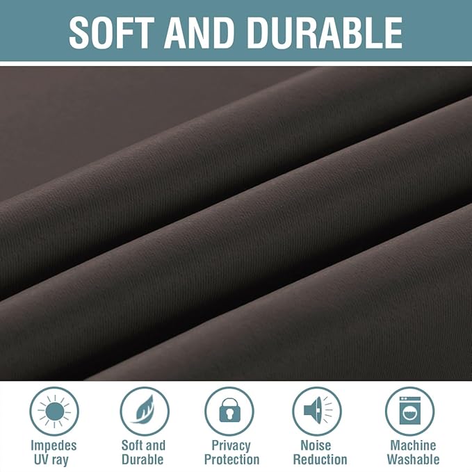 H.VERSAILTEX Living Room Curtains 96 Inches Long Christmas Deals Blackout Drapes Thermal Insulated Grommet Extra Long Curtains for Patio Sliding Glass Door, Chocolate Brown - 1 Panel, 52" W x 96" L