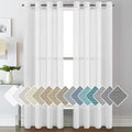 H.VERSAILTEX White Linen Sheer Curtains for Living Room Farmhouse Flax Linen Blended Curtain Panels Light Filtering Privacy Curtains 84 inch Length 2 Panels Grommet Drapes, 52" W x 84" L, Pure White