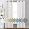 H.VERSAILTEX Linen Curtains Nickel Grommet Natural Linen Semi-Sheer Curtains 2 Panels Privacy Added Premium Soft Rich Material Drapes for Bedroom/Living Room - 37x84 Inch- White