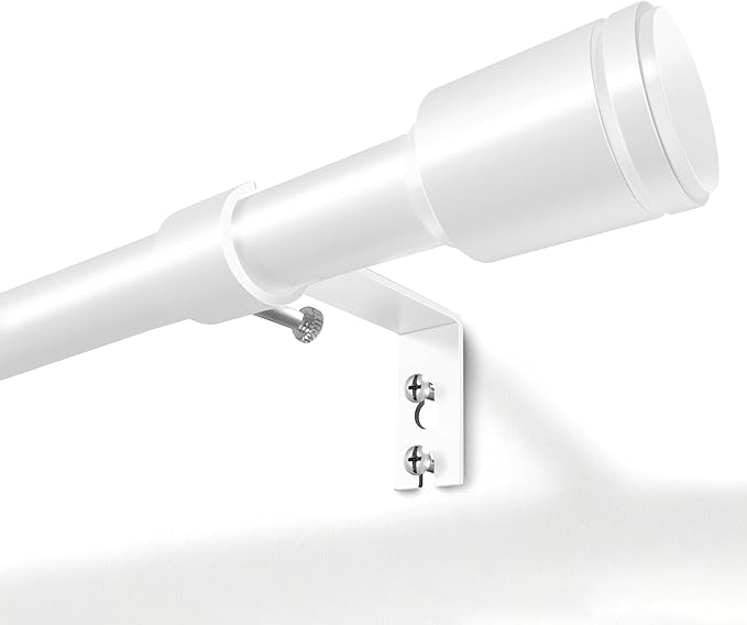 5/8” Diameter Curtain Rods 30-60 Inch, for 30-54 Inch Windows, Adjustable Splicing White Curtain Rods for Windows with Brackets, Window Rod Long Small Curtains Rod, 2 Pack