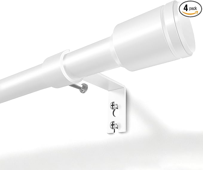 5/8” Diameter Curtain Rods 30-60 Inch, for 30-54 Inch Windows, Adjustable Splicing White Curtain Rods for Windows with Brackets, Window Rod Long Small Curtains Rod