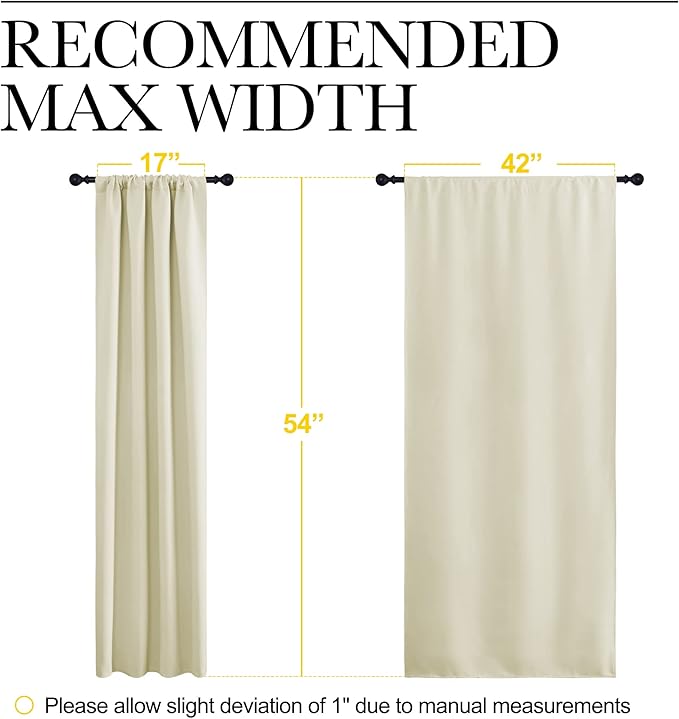 NICETOWN Kitchen Curtains, Short Blackout Curtains & Drapes, Home Decoration Privacy Thermal Insulated Curtains for Unicorn Theam Room (Beige, 42" Wide, 54" Long, 2 PCs)
