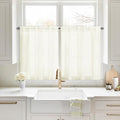 HOMEIDEAS Non-See-Through Ivory Privacy Sheer Kitchen Curtains, 30 X 36 Inches Long 2 Panels Short Sheer Curtains Light Filtering Bathroom Window Drapes for Bedroom Living Room