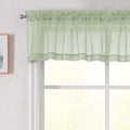 Light Green Valances for Windows, Light Green Sheer Curtains 14 Inch Length 2 Pack Kitchen Drapes, Modern Solid Mini Small Window Curtains for Cafe Bathroom Basement, 42" Wx14 L Inches