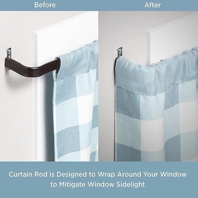 Blu-Pier Tech Heavy Duty Single Rod 28"-48" Adjustable Curtain Rod Hardware Included，Black(Pack of 2)