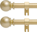 Gold Curtain Rods for Windows 28 to 60 Inch - 2 Pack 5/8” Black Metal Heavy Duty - Decorative Window Small Curtains Rod with Brackets for Kitchen, Bathroom, Sliding Cafe Drapery Rods Door