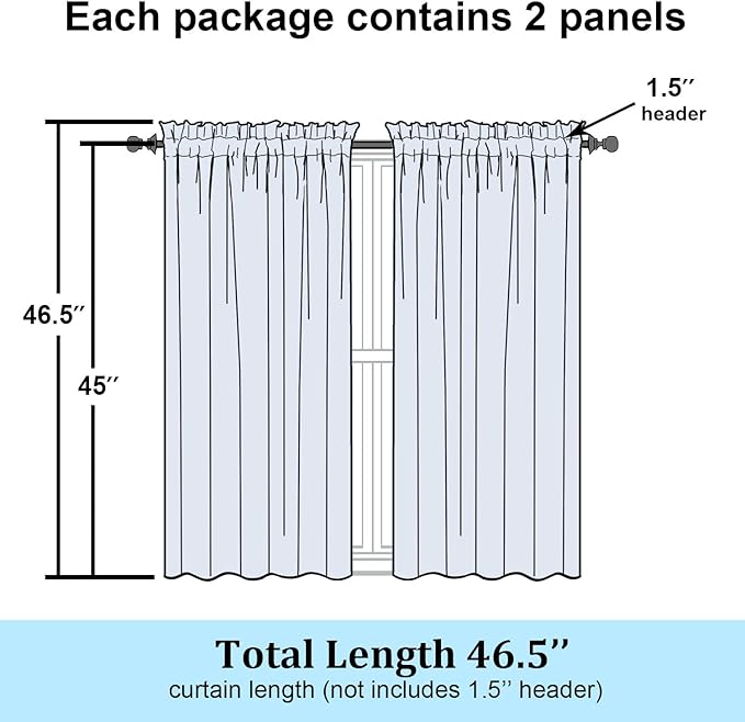 Simplebrand Lavender Semi Sheer Curtains 45 Inch Length 2 Panels, Geometric Jacquard Clip Textured Short Sheer Curtains for Bedroom，Modern Elegant Window Curtains Drapes/Treatment Sheer，42x45 inch