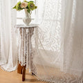WAZZIO White Boho Lace Curtains 84 Inch -Cute Vintage Victorian Sheer Panel Drape French Country Floral Pattern & Tassel Light Filtering Privacy for Bedroom Dining Living Room,2 Panels,W52 x 84L