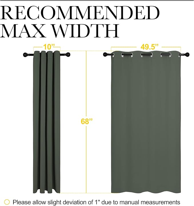 NICETOWN Thermal Insulated Curtains Blackout Draperies, Window Treatment Solid Grommet Room Darkening Drape Panels for Bedroom (Dark Mallard, Set of 2, 55 by 68 inches Long)