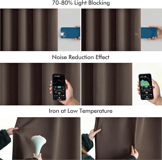 MIULEE Chocolate Brown Back Tab Blackout Curtains 84 Inch Length 2 Panels Set for Living Room Bedroom Privacy, Rod Pocket/Pinch Pleat Thermal Insulated Room Darkening Pleated Light Blocking Drapes
