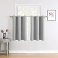 ChrisDowa Small Window Curtains for Kitchen and Bedroom - Grommet Short Thermal Insulated Room Darkening Curtains (2 Panels, Light Grey, 36 x 24 Inch)