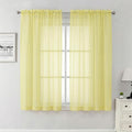 Lecloud Goose Yellow Sheer Curtains 63 Inch Length 2 Panels, Light Filtering Voile Bedroom Curtains with Rod Pocket, Airy Farmhouse Window Drapes for Living Room Dining Room, Each Panel 42" W x 63" L