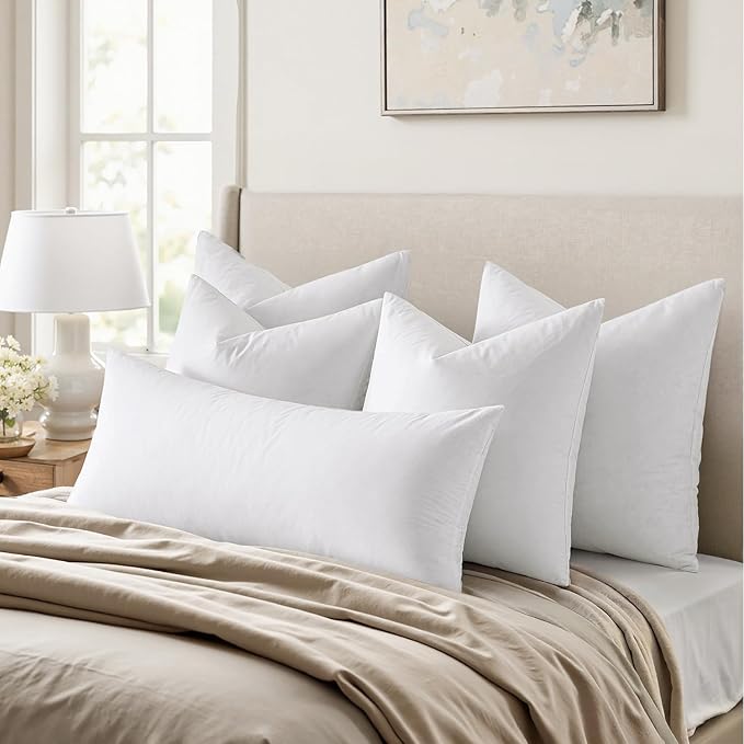 MIULEE Feather Pillow Insert 20x20, Decorative Down Throw Pillow Insert Fluffy Throw Pillow Cotton Fabric for Sofa Bed Couch