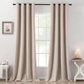 MIULEE 100% Blackout Linen Textured Curtains for Bedroom 104 Inches Extra Long Thermal Insulated Natural Beige Grommet Room Darkening Curtains & Drapes Luxury for Living Room Nursery (2 Panels)