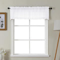 Gwine White Valances for Windows, Small Light Filtering Rod Pocket Cafe Valance Curtains, Soft Sheer Curtain for Bathroom Laundry Basement, 42Wx14L inch, 2 Pieces