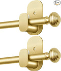 KAMANINA 2 Pack Curtain Rods No Drilling for Windows 16 to 30 Inches, 5/8 Inch Diameter Adjustable Single Curtain Poles with Adhesive Brackets, Gold