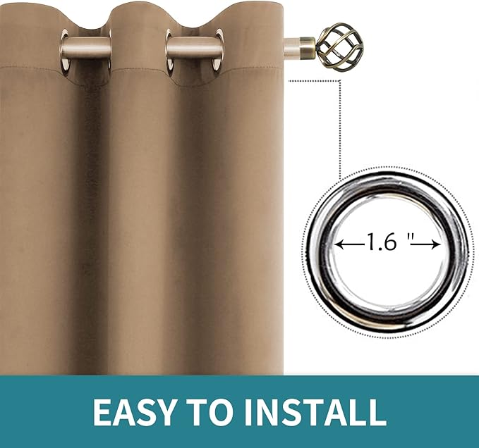 BGment Blackout Curtains for Living Room - Grommet Thermal Insulated Room Darkening Curtains for Bedroom, 2 Panels of 52 x 63 Inch, Taupe