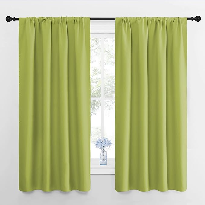 NICETOWN RV Blackout Curtains for Camper Windows, Fresh Green, 29" Wide by 50" Long, 2 PCs, Short Blackout Curtains & Drapes, Thermal Insulated Blackout Curtain Panels for Kids Room, Play Room