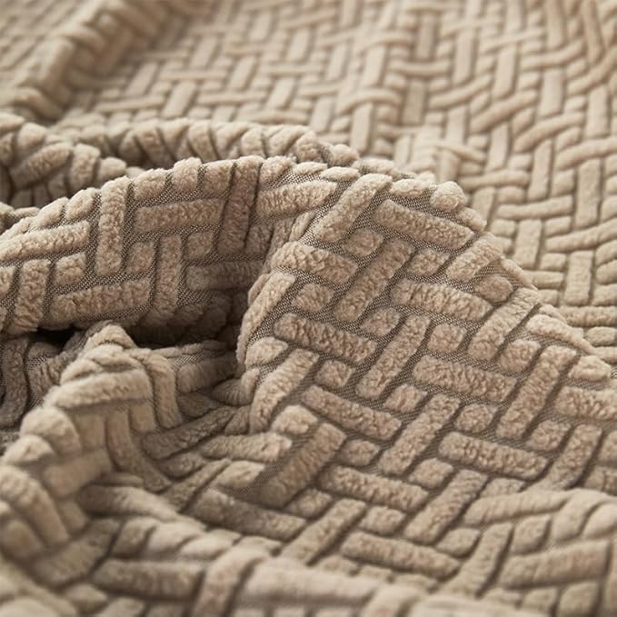 Sofa Covers Couch Covers for Sofa Pet Friendly Couch Cushion Covers Universal Sofa Covers Washable Stretch Slipcovers for Sectional Sofa (Texture Light Coffee, 2 Seats + Chaise Cover)