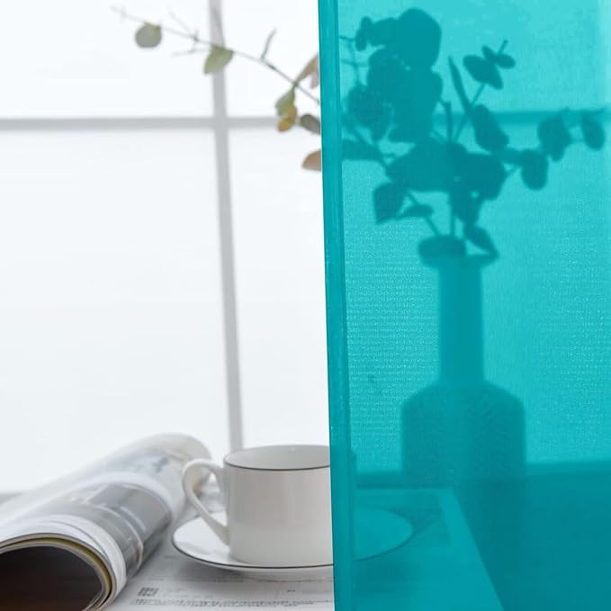 SpaceDresser Sheer Voile Window Treatment Rod Pocket Curtain Panels for Kitchen Bedroom Living Room Drapes Sunlight Filtering Privacy Semi Home Decor Assorted (Peacock Blue, 52 W x 108 L)