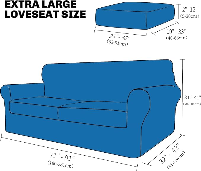 XINEAGE 2026 New 3 Pieces Couch Covers for 2 Extra Large Cushion Sofa Super Stretch Sofa Cover for 2 Large Seat Cushion Universal Loveseat Slip Cover for Living Room (Khaki), 71"-91"(2 Cushions)