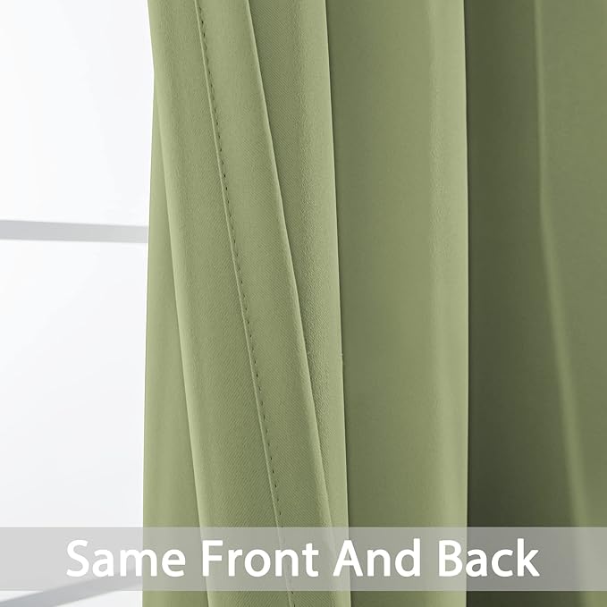 Yakamok Room Darkening Thermal Insulated with Grommet Window Curtain for Bedroom, 38Wx84L inch, Light Reducing Drapes for Living Room,Sage Green, 2 Panels
