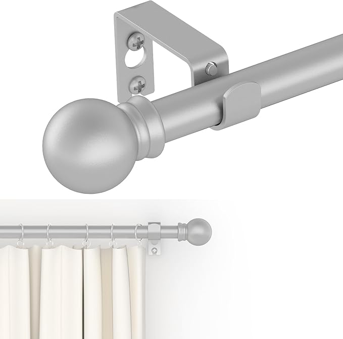 GXOACKJ Curtain Rods for windows 48 to 84-93 inch, 5/8 inch Decorative Silver Splicing Heavy Duty Metal Curtain Rod set with Brackets