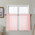 Gwine Blush Pink Sheer Curtains 30 Inch Length, Short Light Filtering Voile Small Cafe Kitchen Curtains with Rod Pocket, Short Curtain for Bathroom Window, 42x30 Inch, 2PCS