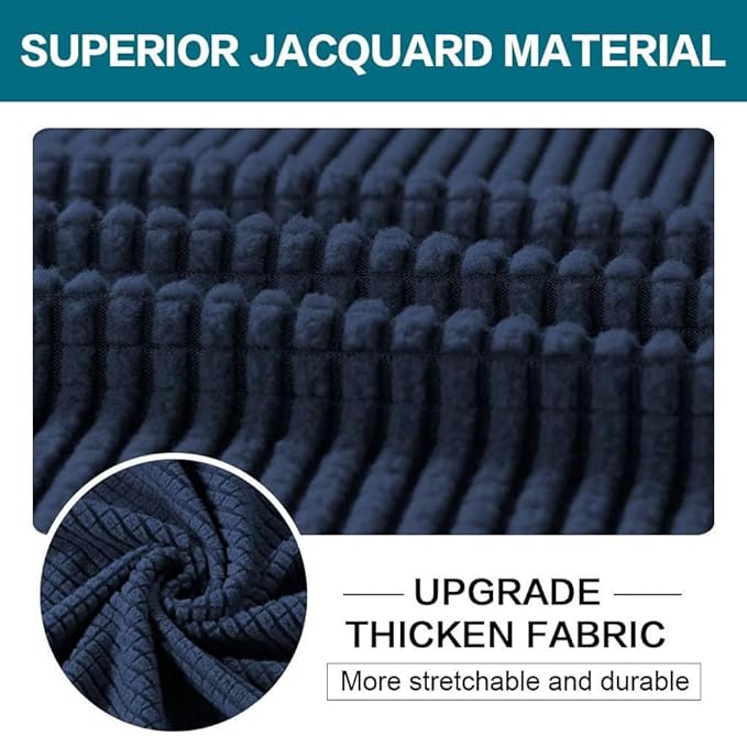 Turquoize 3 Piece Sofa Covers for 2 Cushion Couch Sofa Slipcover Soft Couch Cover for Dogs-Washable Sofa Furniture Covers with 2 Individual Cushion Covers, Thick Jacquard Fabric (Loveseat, Navy)