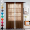 youleyar Solid Sheer Rod Pocket Curtain Voile Draperies 2 Panels White Beige Black Grey Coffee 52 Inch Width 54 Inch Long 1 Pair for Kitchen Bedroom Children Living Room Yard (Brown,52Wｘ54L)