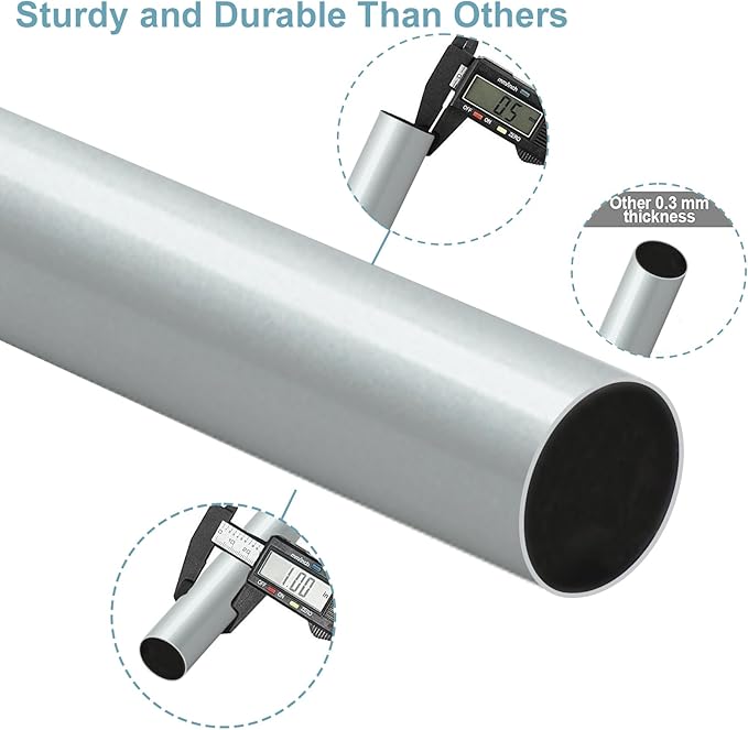 Byondeth Curtain Rods for Windows 16 to 144 Inches Adjustable Length 1 Inch Diameter Window Curtain Rod with Aluminium End Cap, Silver Gray
