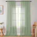 Extra Long Sheer Sage Green Curtains for Bedroom Living Room 108 Inches Long 2 Panels Set, Solid Soft Light Filtering Rod Pocket Sheer Window Curtains, Sage Green, Each 42" Wx108 L Inch