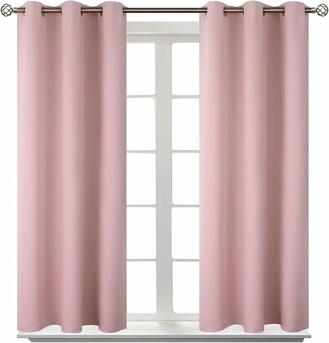 BGment Room Darkening Curtains 54 Inches Long - Grommet Thermal Insulated Drapes Window Treatment Curtains for Bedroom, 2 Panels, 38 x 54 Inch, Baby Pink