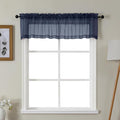Gwine Navy Blue Valances for Windows, Small Light Filtering Rod Pocket Cafe Valance Curtains, Soft Sheer Curtain for Bathroom Laundry Basement, 42Wx14L inch, 2 Pieces