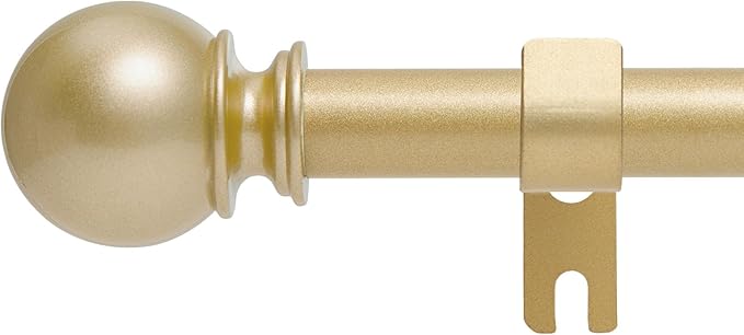 Gold Curtain Rods for Windows 28 to 48 Inch,5/8 Inch Diameter Adjustable Length Curtain Rod, Stainless Steel Heavy Duty with Brackets, Modern Simple Style, Easy Installation