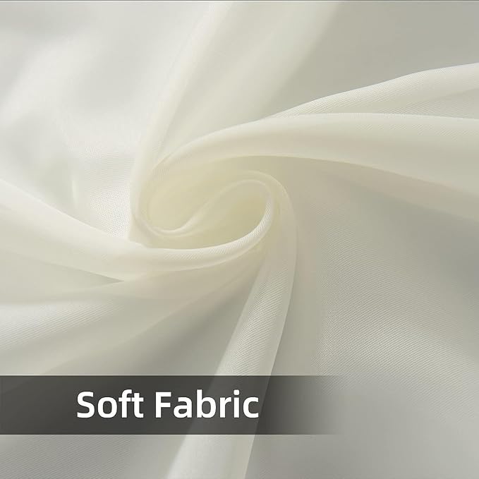 youleyar Solid Sheer Rod Pocket Curtain Voile Draperies 2 Panels White Beige Black Ivory Coffee 26 Inch Width 40 Inch Long 1 Pair for Kitchen Bedroom Children Living Room Yard(Ivory,26Wｘ40L)