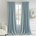MIULEE Slate Blue Back Tab Blackout Curtains 108 Inch Long 2 Panels Set for Bedroom, Rod Pocket/Pinch Pleat Extra Long Thermal Insulated Living Room Darkening Pleated Light Blocking Drapes