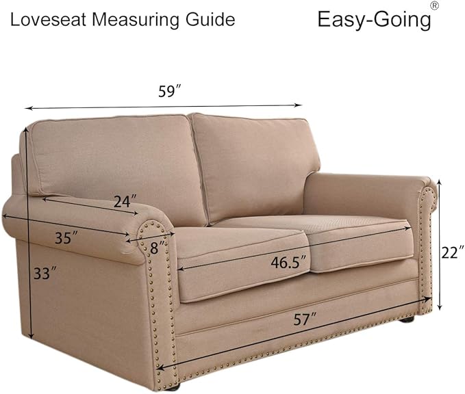 Easy-Going Reversible Loveseat Couch Cover for 2 Cushion Couch Sofa Cover for Dogs Water Resistant Furniture Protector with Foam Sticks Elastic Straps for Pet (Loveseat, Black/Beige)