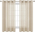H.VERSAILTEX Linen Curtains Nickel Grommet Natural Linen Semi-Sheer Curtains 2 Panels Privacy Added Premium Soft Rich Material Drapes for Bedroom/Living Room - 52x54 - Inch - Linen