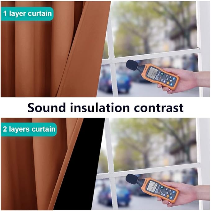NICETOWN Burnt Orange 100% Blackout Curtains for Windows, Super Heavy-Duty Black Lined Total Darkness Drapes for Bedroom, Privacy Assured Window Treatment for Patio (Pack of 2, 70" W x 108" L)