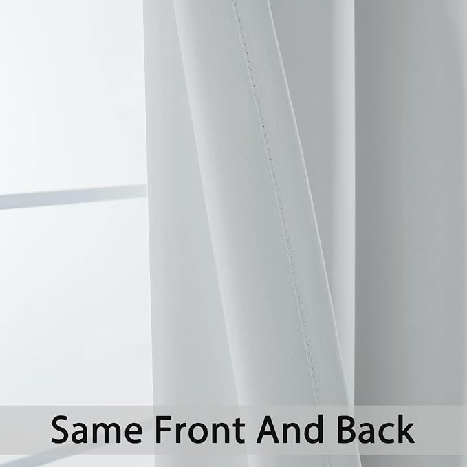 Yakamok 36 Inch Length Room Darking Curtains for Bedroom, Light Blocking Drapes Room Darkening Thermal Insulated Solid Grommet Panels for Living Room(38Wx36L, Greyish White, 2 Panels)
