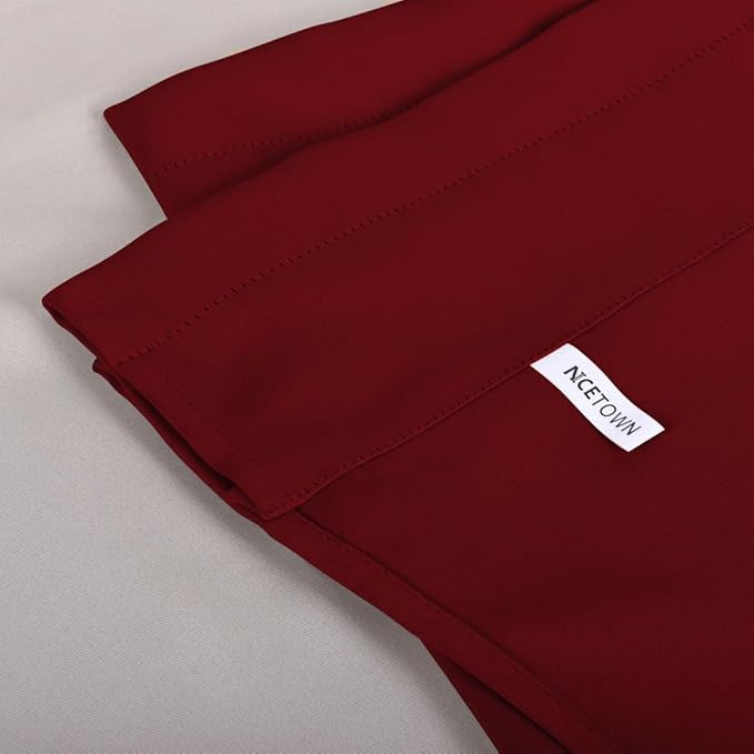 NICETOWN Basement Window Scalloped Red Valances - Elegant 52 inches Wide by 18 inches Long Blackout Curtains for Living Room & Bedroom & Offcie Christmas Decor (Burgundy Red, Pack of 2 Pieces)