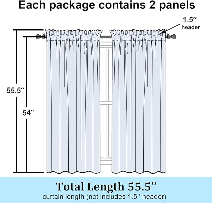 Simplebrand Rod Pocket Top Solid Voile Sheer Curtains for Bedroom, 54 Inch Length Drapes Set of 2, Lightweight and Light Filtering Elegant Lime Curtains Panels Window Treatment, 42W×54L, Lime