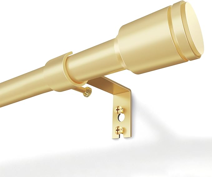 5/8” Diameter Curtain Rods 30-120 Inch, for 30-114 Inch Windows, Adjustable Splicing Gold Curtain Rods for Windows with Brackets, Window Rod Long Small Curtains Rod, 2 Pack