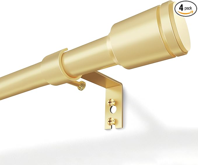 5/8” Diameter Curtain Rods 30-60 Inch, for 30-54 Inch Windows, Adjustable Splicing Gold Curtain Rods for Windows with Brackets, Window Rod Long Small Curtains Rod
