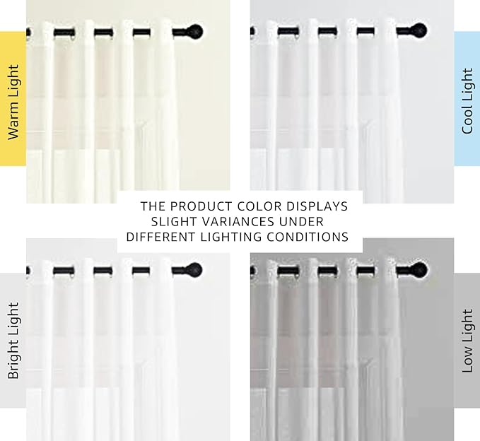 NICETOWN Linen Sheer Curtains 96 inches Long for Living Room, Bedroom Curtains 2 Panels Set Grommet Semi Sheer Privacy with Light Filtering Flax Open Linen Weave Drapes, W52 x L96, White