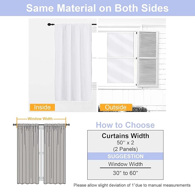 Simplebrand Ava Pure White Curtains for Bedroom 96 Inches Long 2 Panels Set, Elegant Light Filtering Living Room Curtain Drapes, Soft Casual Rod Pocket Privacy Curtains, W50 x L96 Inch, White
